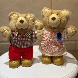 Wendy's 1986 Furskins Bears 7" Plush Stuffed Animal Toy Dolls Vintage set of 2